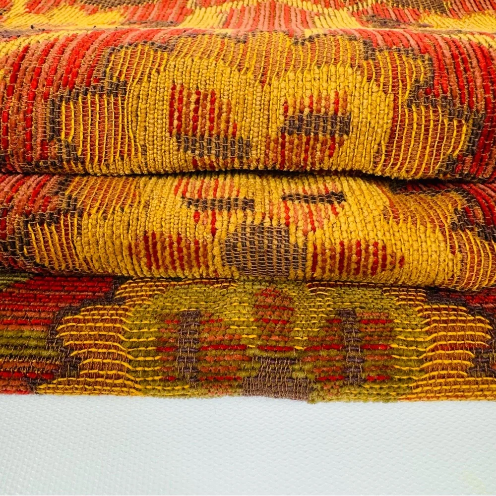 THREE Crate & Barrel double sided 22” tapestry throw pillow covers red gold grn